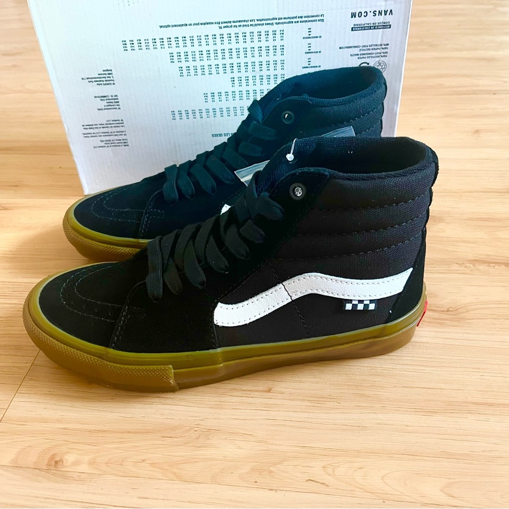 Vans Black White High-Top Skate Sneakers with Gum Sole - Picture 9 of 15